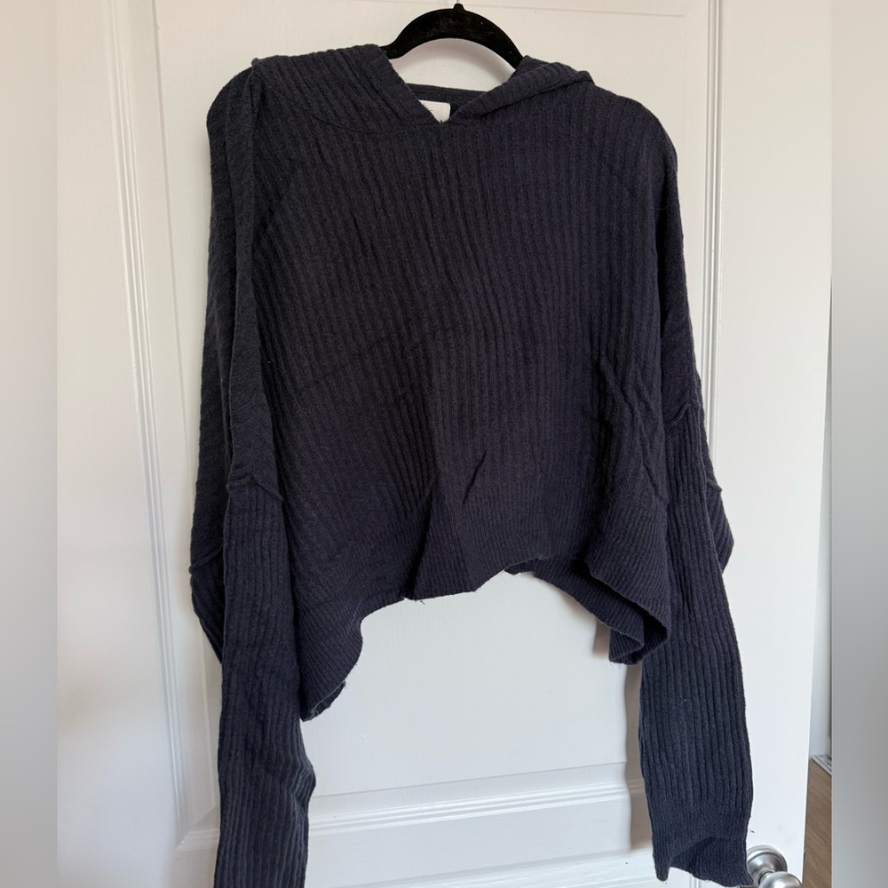 Aerie Dark Knit Sweater Hoodie
